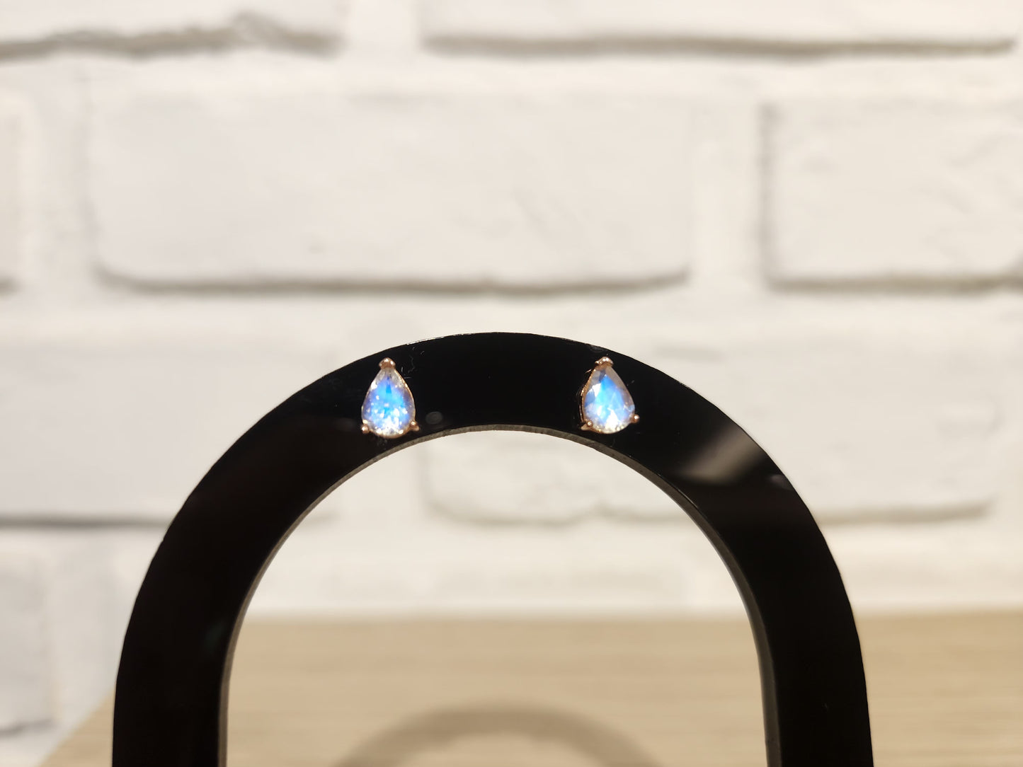 Birthstone Blue Sheen Moonstone Stud Earring