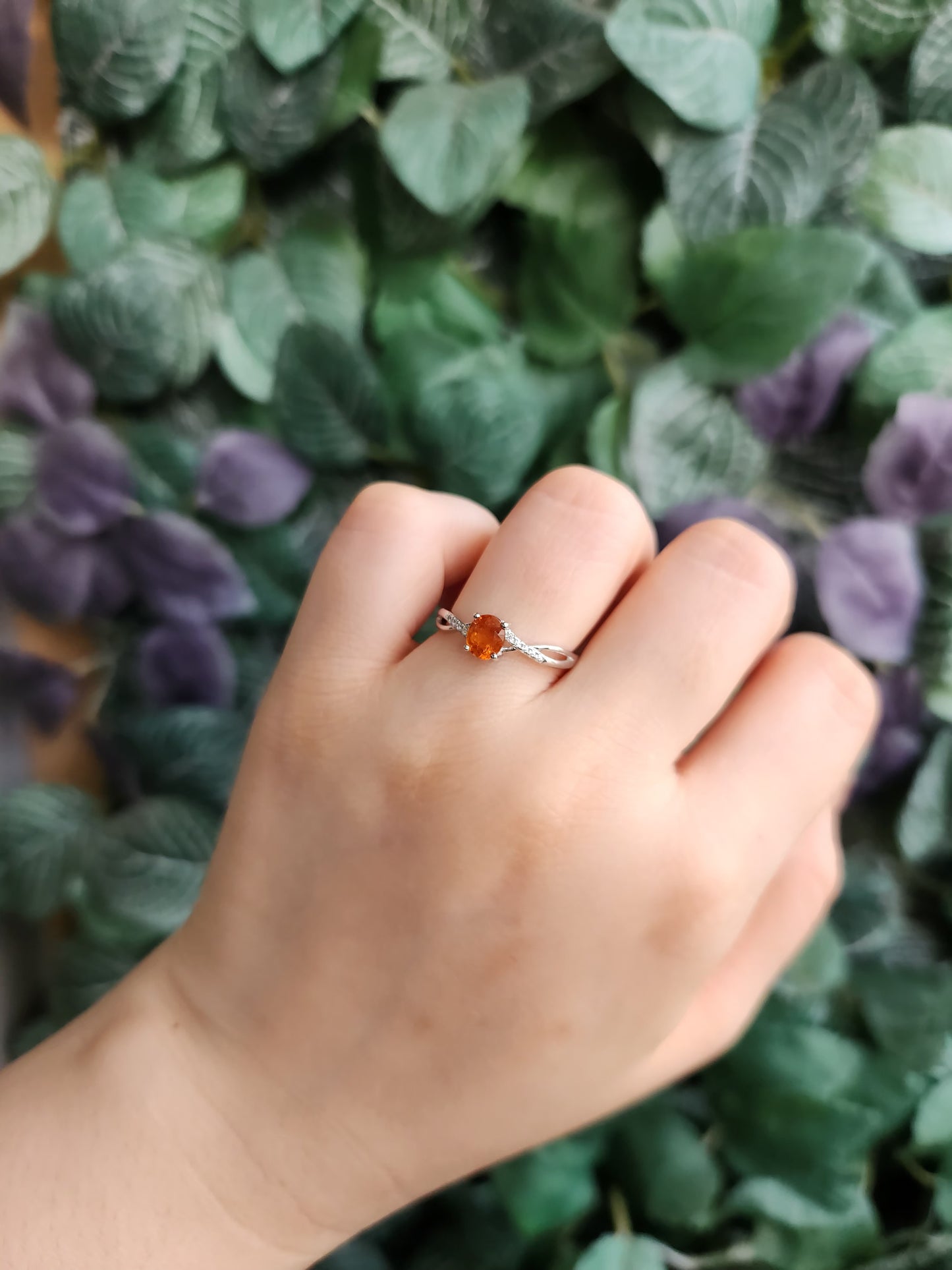 Birthstone Fanta Garnet Infinity Ring