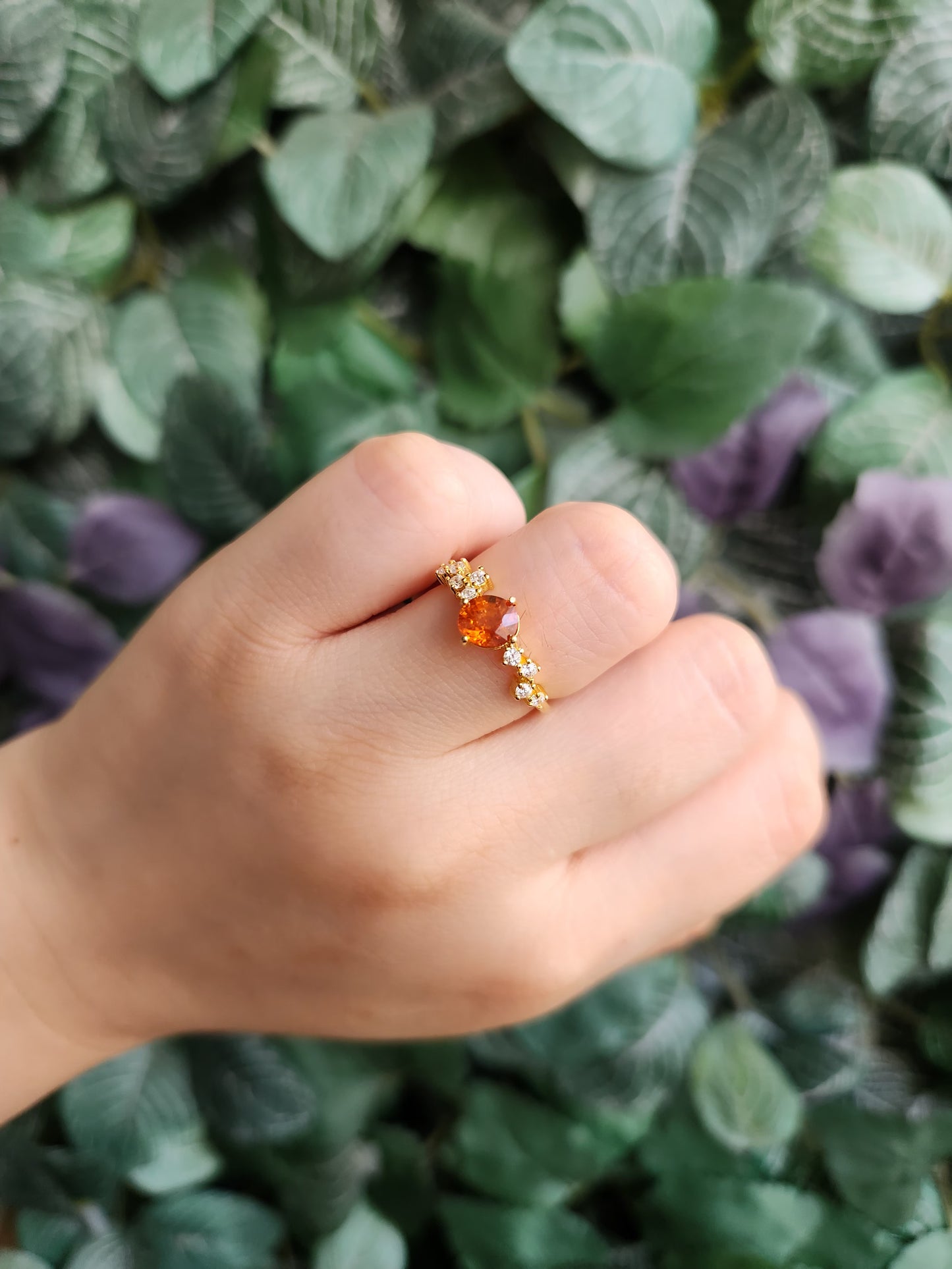 Birthstone Fanta Garnet Princess Ring