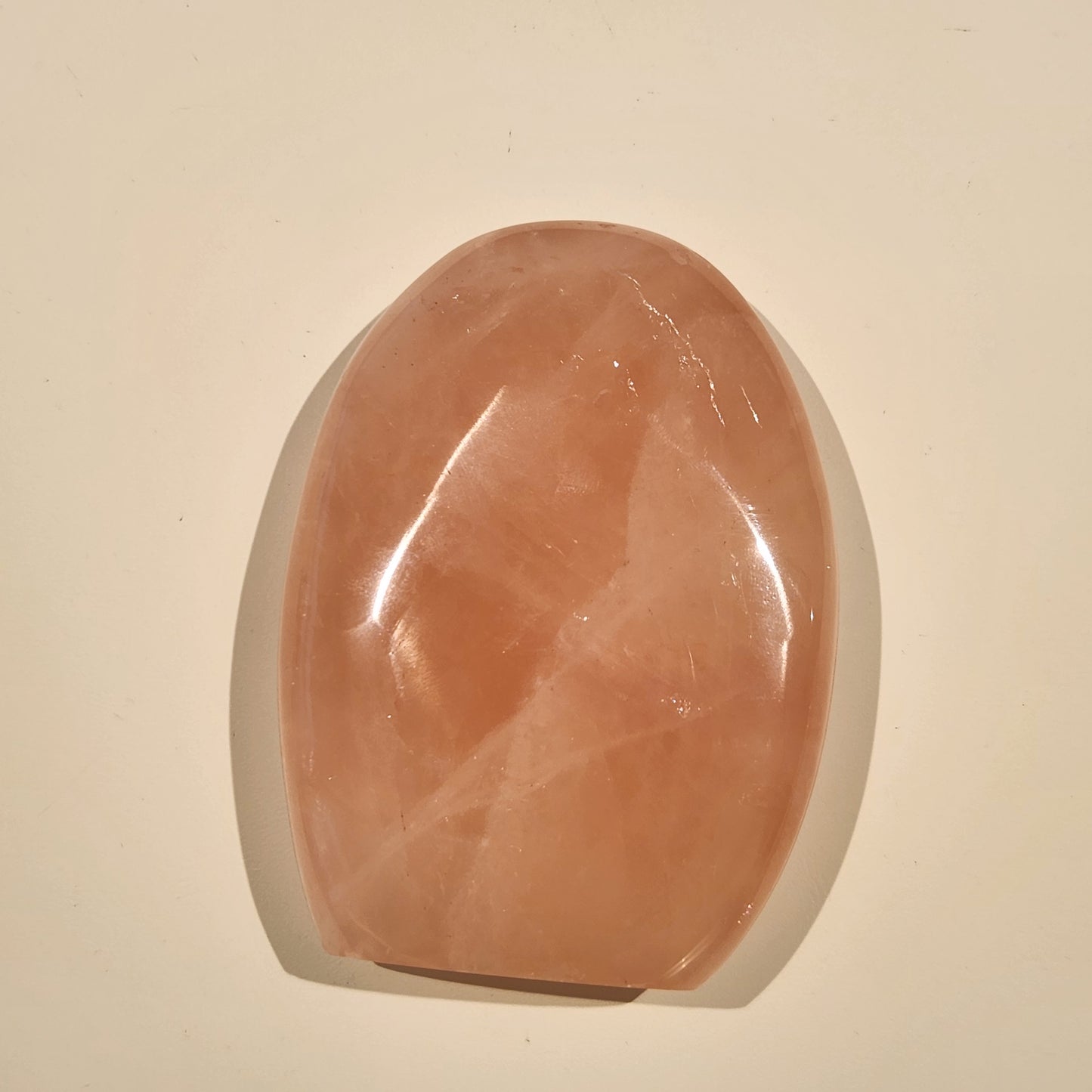 Madagascar Rose Quartz Crystal With Rainbow Closeup