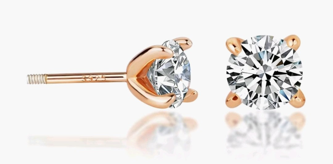 Moissanite Rose Gold Stud Earring side