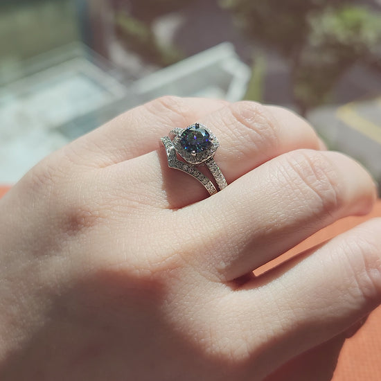 Moissanite Peacock Blue Ring video